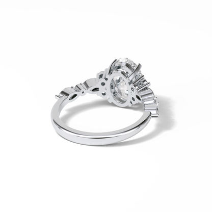 Oval Cluster Lab Grown Diamond Engagement Ring