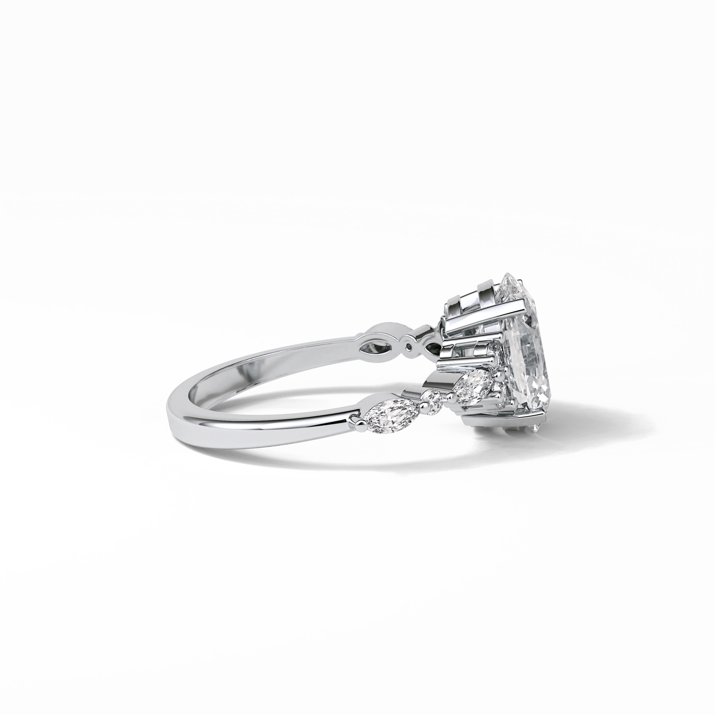 Oval Cluster Lab Grown Diamond Engagement Ring