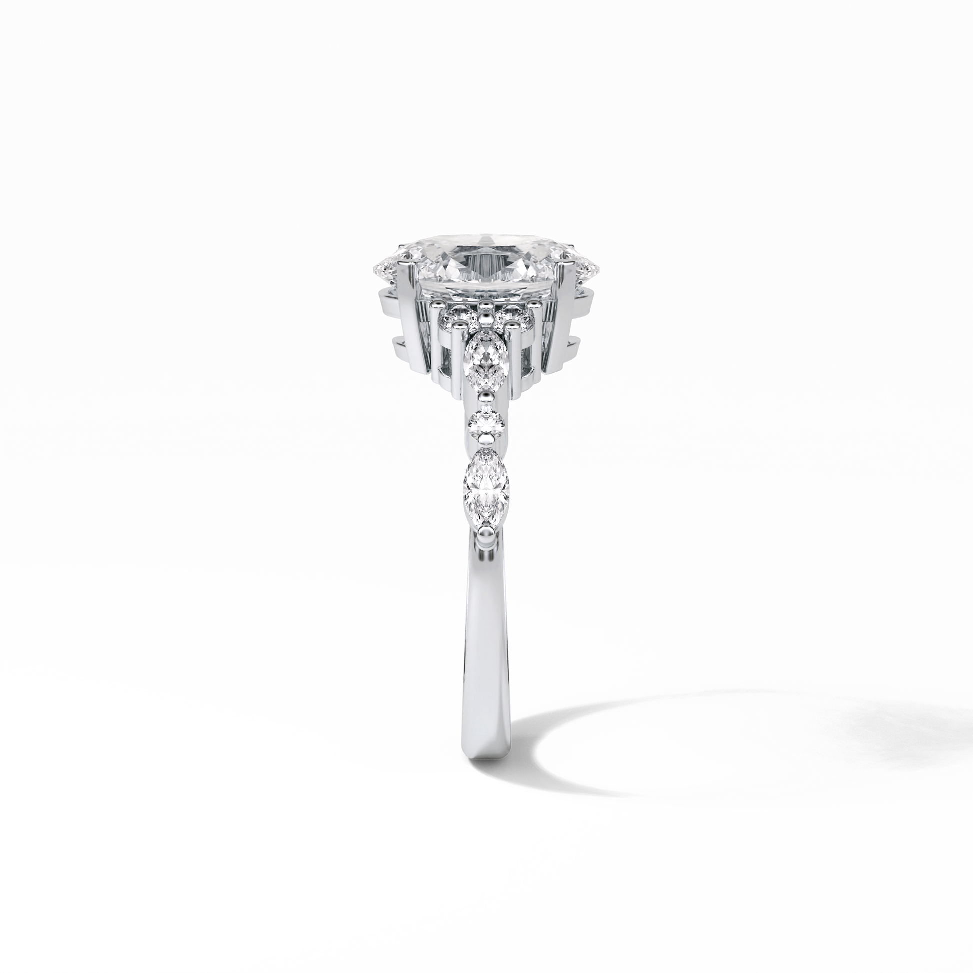 Oval Cluster Lab Grown Diamond Engagement Ring
