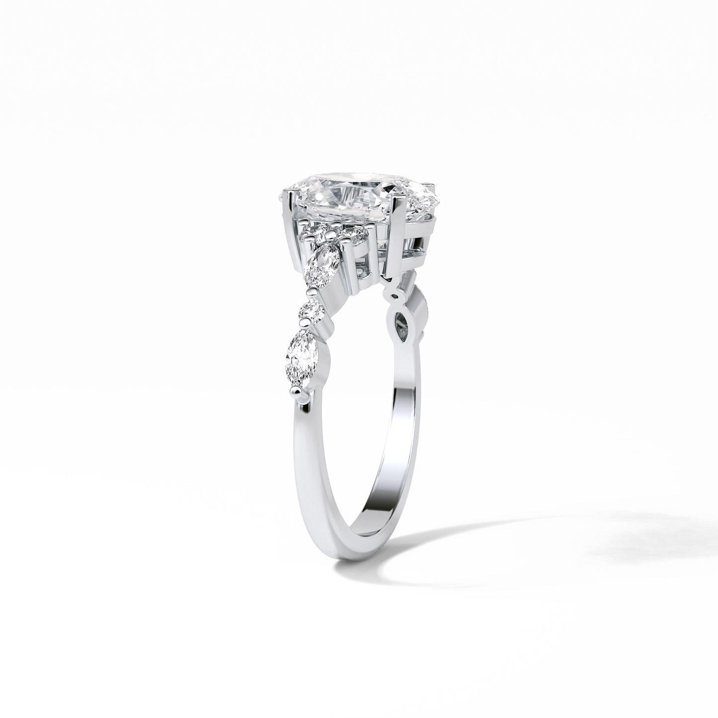Oval Cluster Lab Grown Diamond Engagement Ring