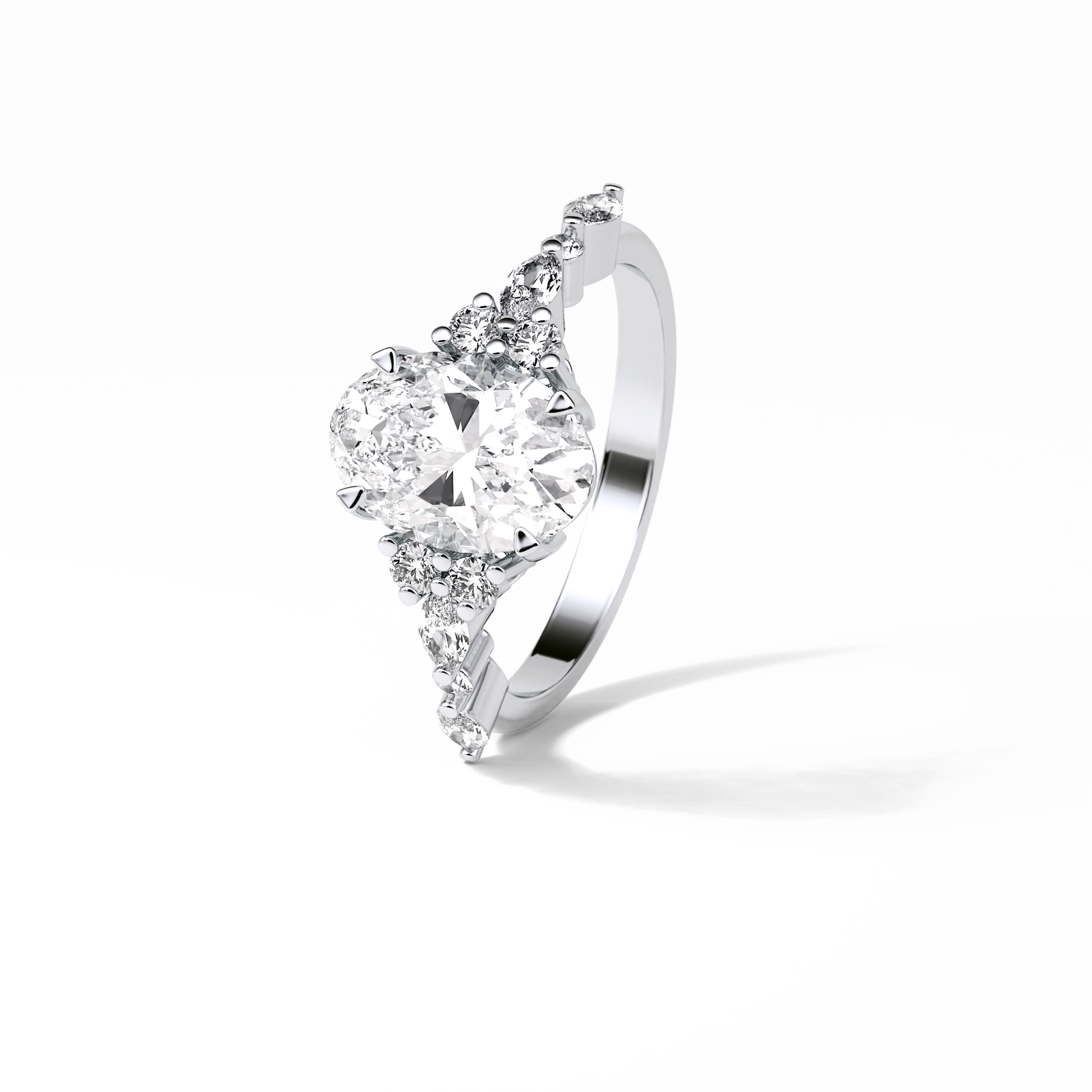 Oval Cluster Lab Grown Diamond Engagement Ring