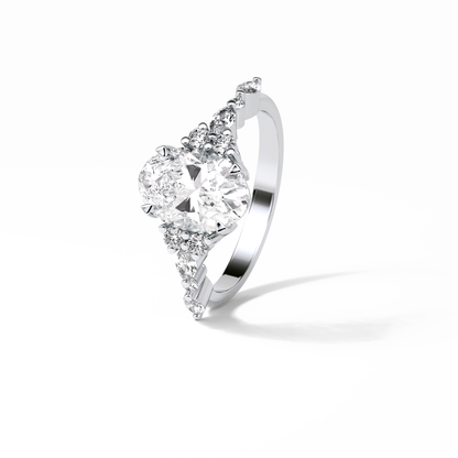 Oval Cluster Lab Grown Diamond Engagement Ring