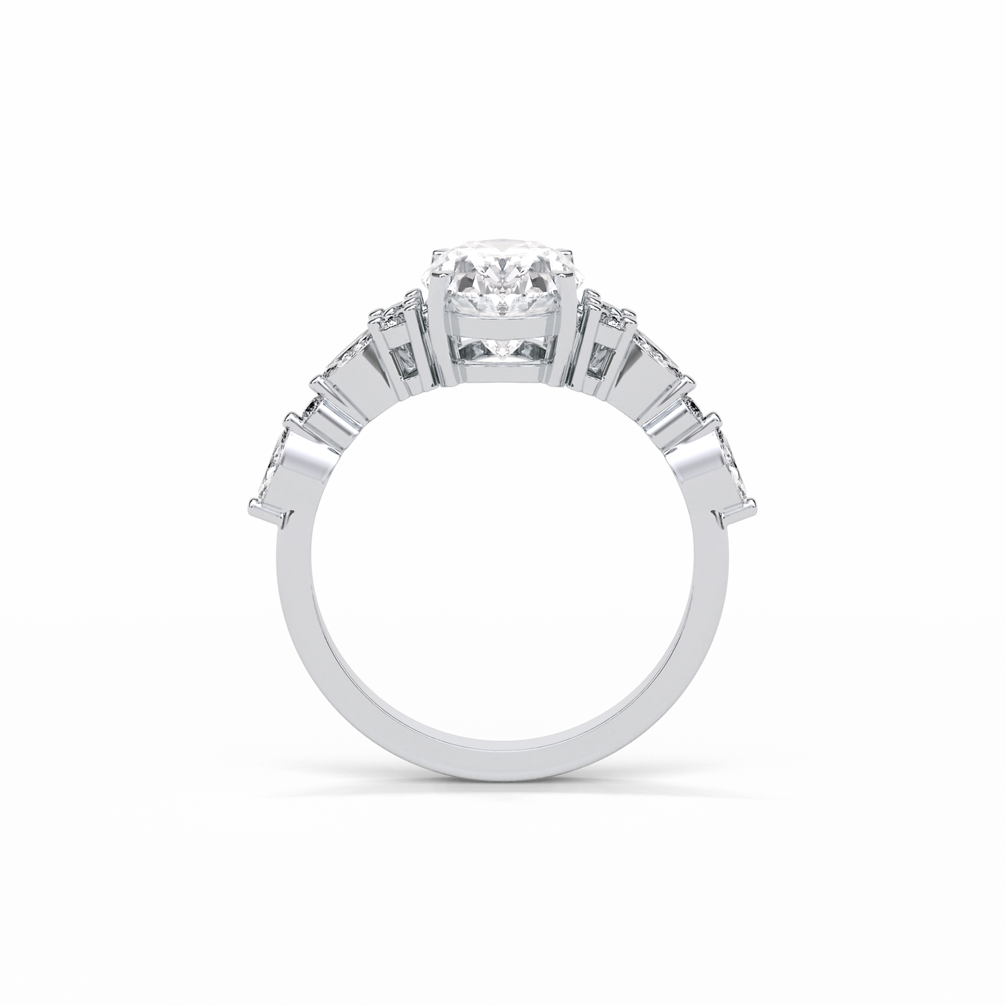 Oval Cluster Lab Grown Diamond Engagement Ring