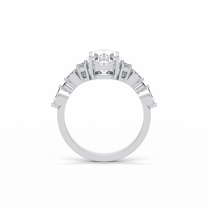 Oval Cluster Lab Grown Diamond Engagement Ring