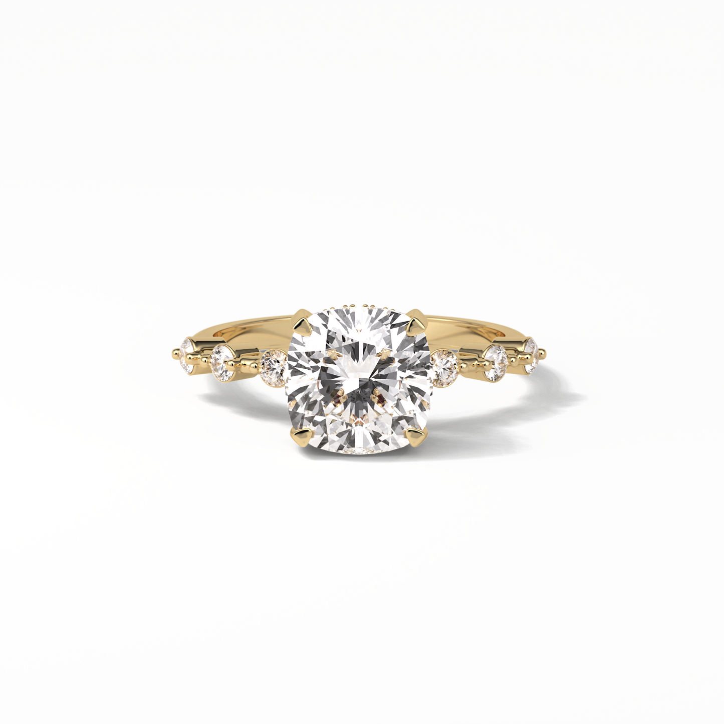 Cushion Hidden Halo & Dainty Pave Lab Grown Diamond Engagement Ring