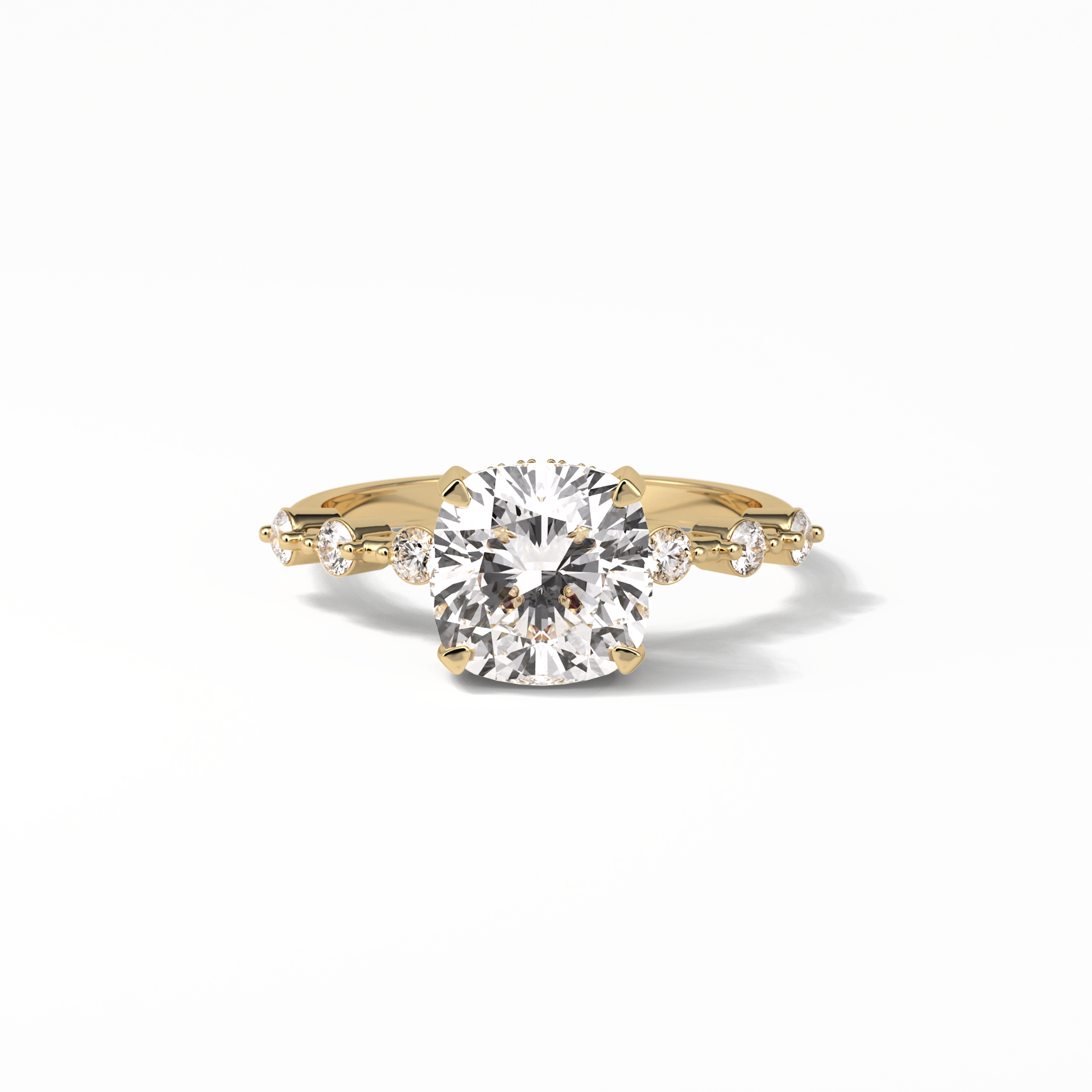 Cushion Hidden Halo & Dainty Pave Lab Grown Diamond Engagement Ring