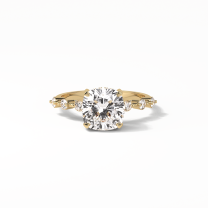 Cushion Hidden Halo & Dainty Pave Lab Grown Diamond Engagement Ring