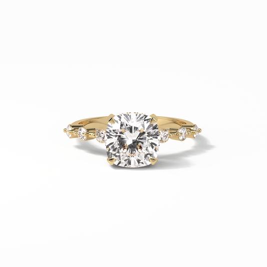 Cushion Hidden Halo & Dainty Pave Lab Grown Diamond Engagement Ring