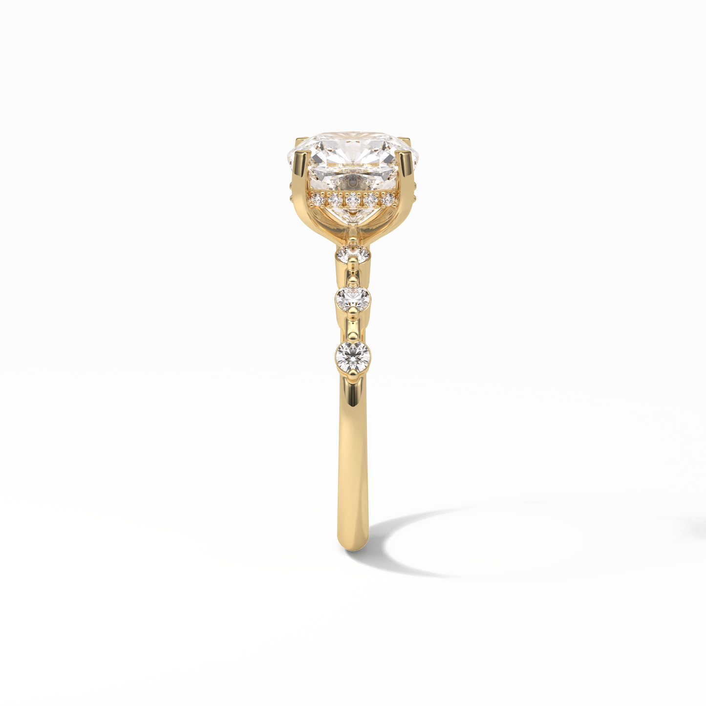 Cushion Hidden Halo & Dainty Pave Lab Grown Diamond Engagement Ring