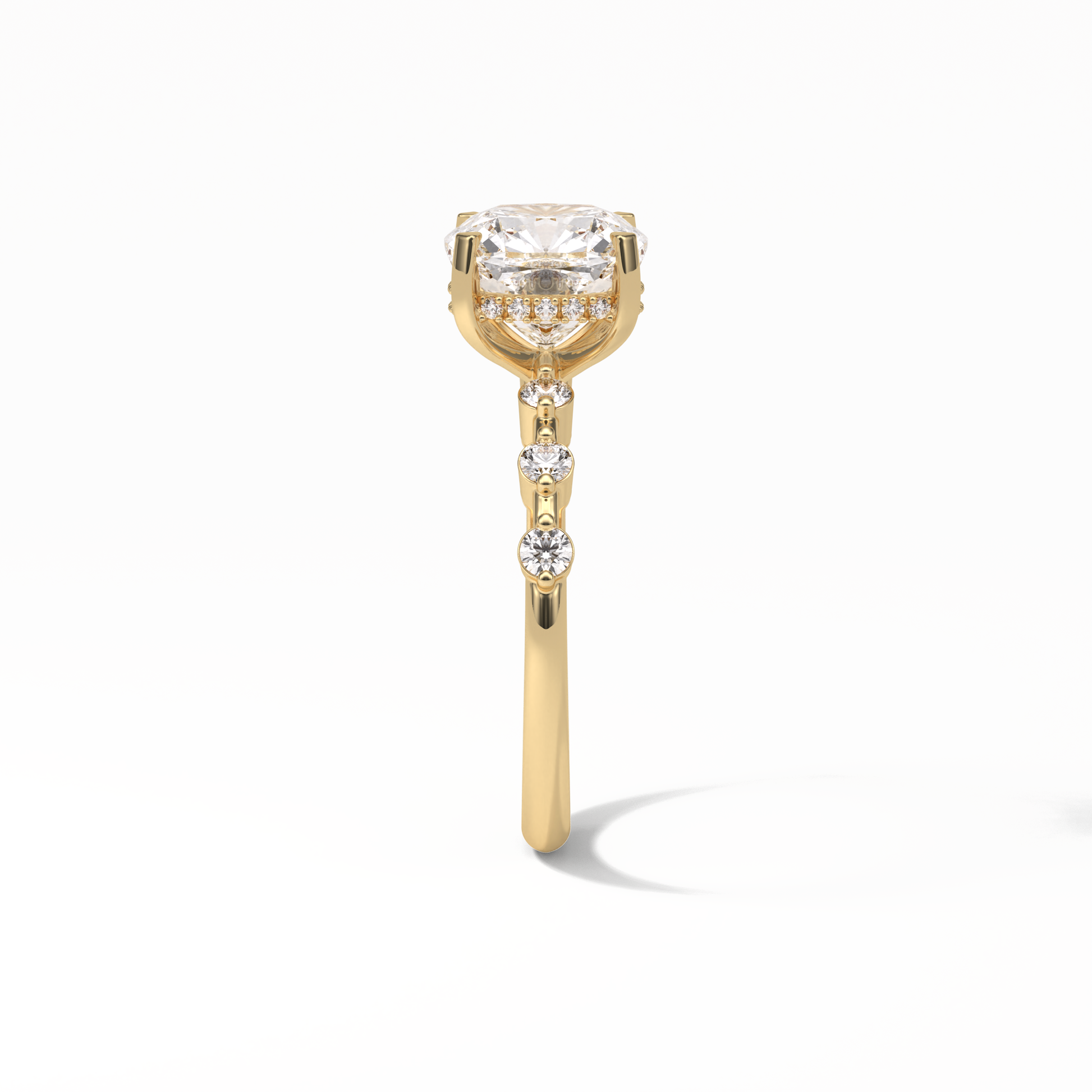 Cushion Hidden Halo & Dainty Pave Lab Grown Diamond Engagement Ring