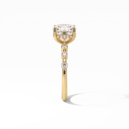 Cushion Hidden Halo & Dainty Pave Lab Grown Diamond Engagement Ring