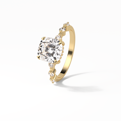 Cushion Hidden Halo & Dainty Pave Lab Grown Diamond Engagement Ring