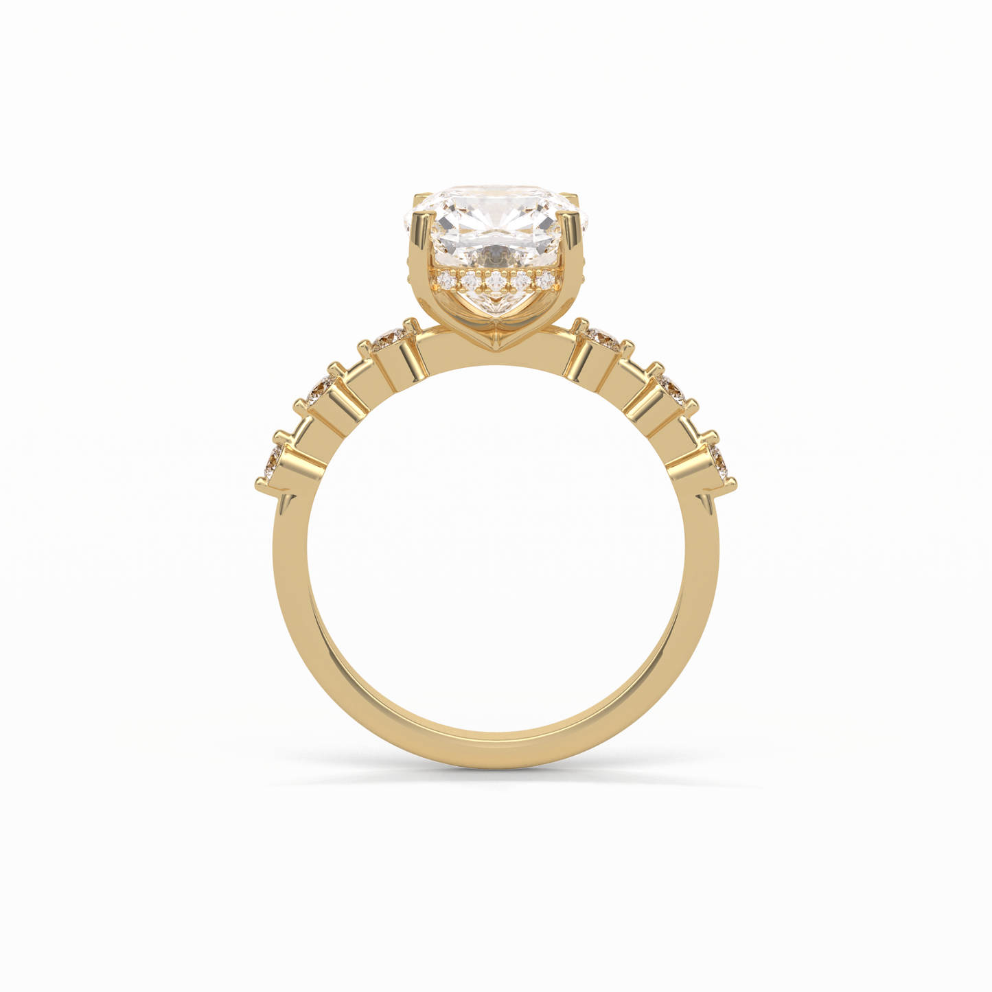 Cushion Hidden Halo & Dainty Pave Lab Grown Diamond Engagement Ring