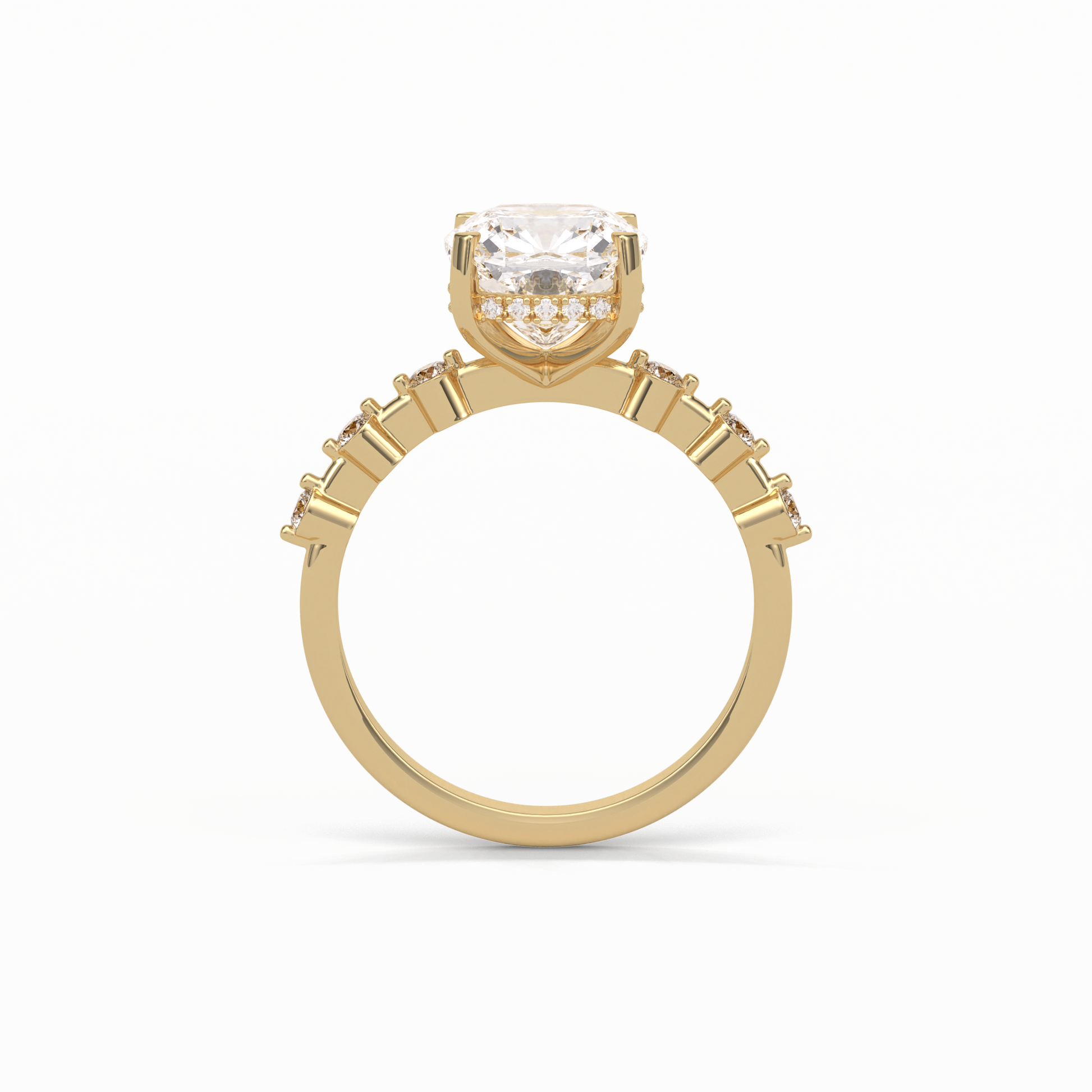 Cushion Hidden Halo & Dainty Pave Lab Grown Diamond Engagement Ring