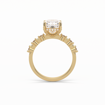 Cushion Hidden Halo & Dainty Pave Lab Grown Diamond Engagement Ring