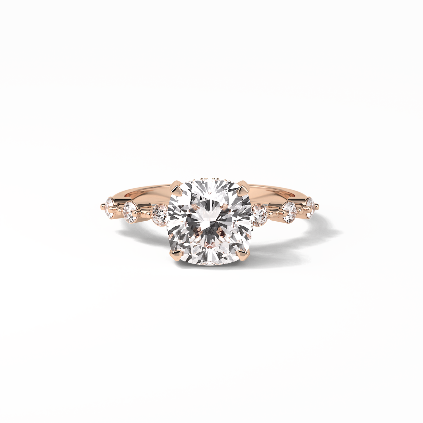 Cushion Hidden Halo & Dainty Pave Lab Grown Diamond Engagement Ring