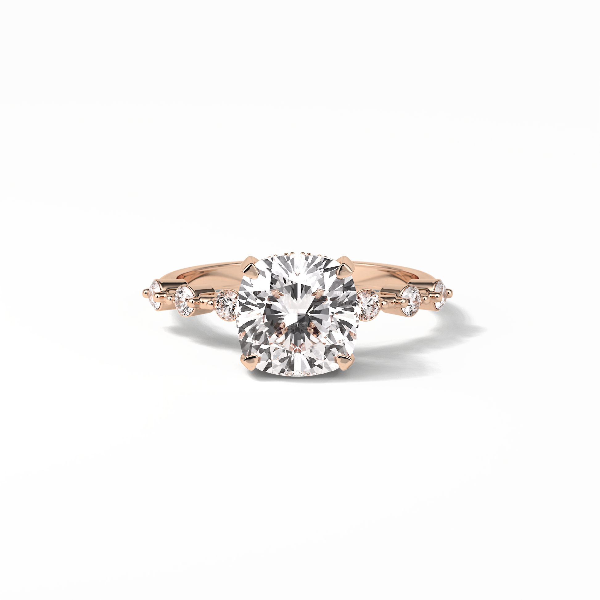 Cushion Hidden Halo & Dainty Pave Lab Grown Diamond Engagement Ring