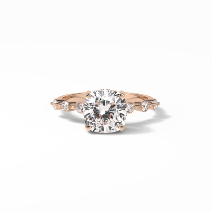 Cushion Hidden Halo & Dainty Pave Lab Grown Diamond Engagement Ring