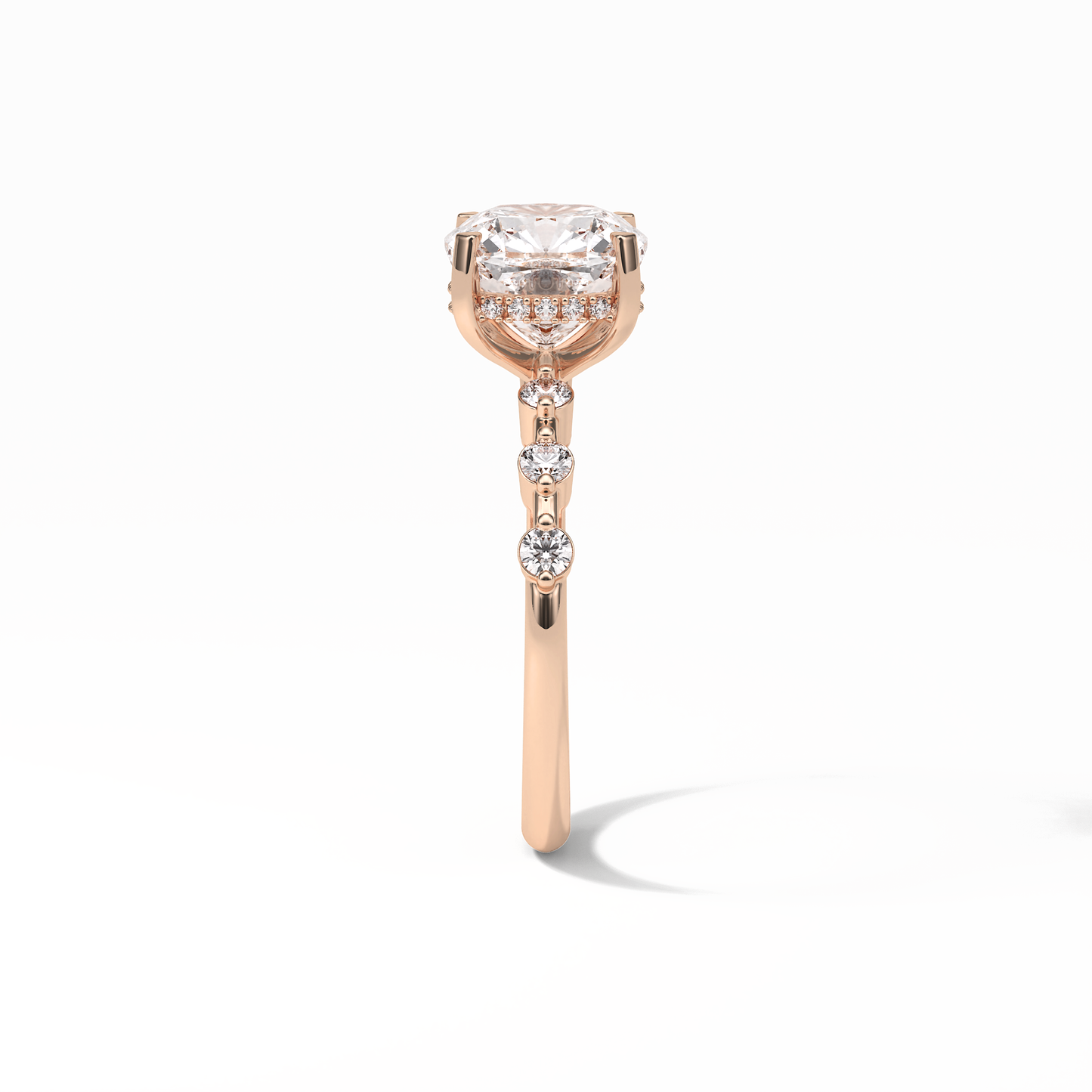 Cushion Hidden Halo & Dainty Pave Lab Grown Diamond Engagement Ring
