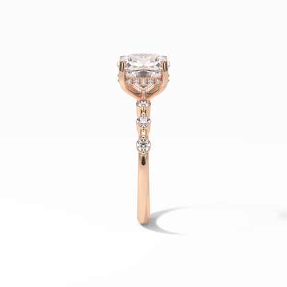 Cushion Hidden Halo & Dainty Pave Lab Grown Diamond Engagement Ring