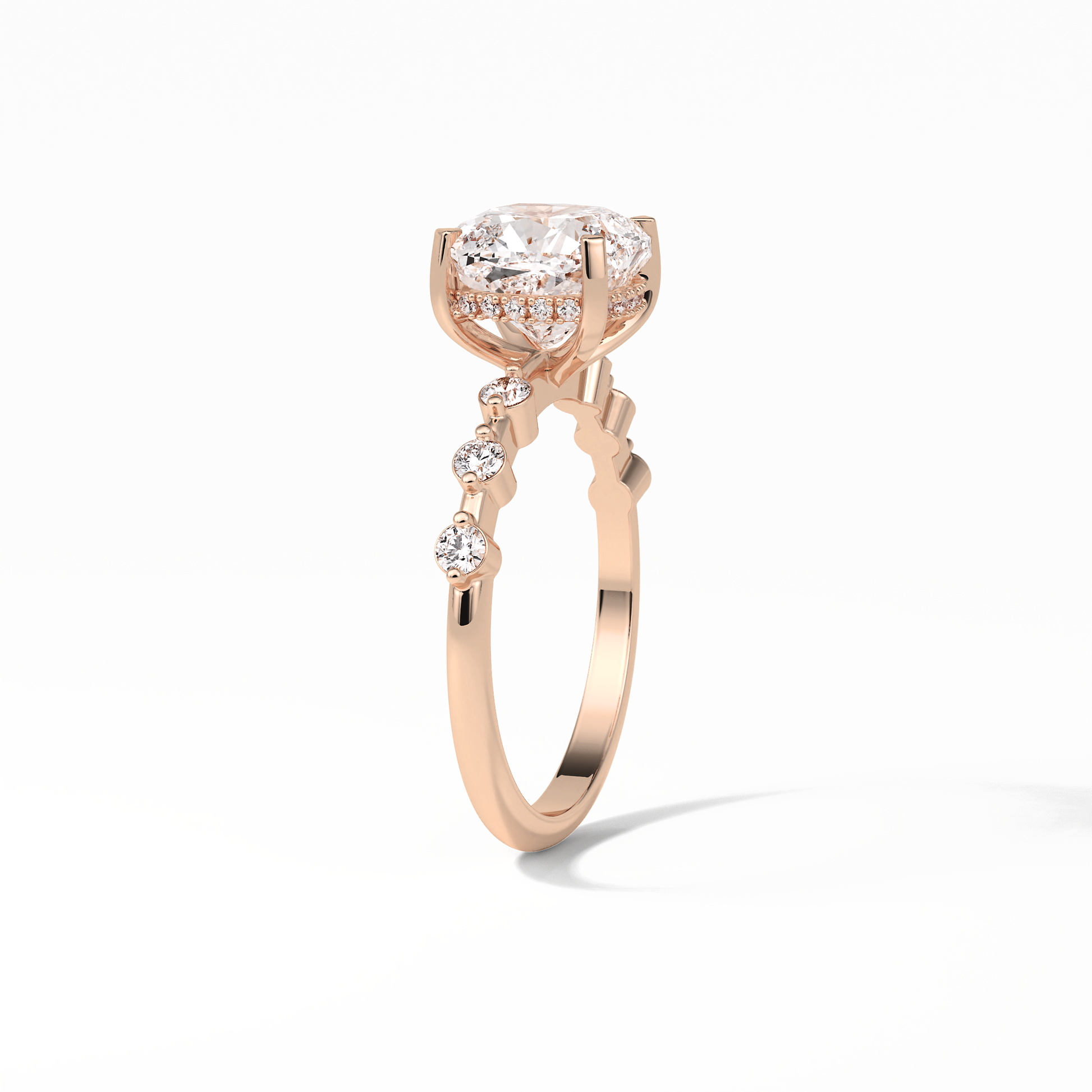 Cushion Hidden Halo & Dainty Pave Lab Grown Diamond Engagement Ring
