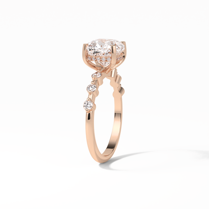 Cushion Hidden Halo & Dainty Pave Lab Grown Diamond Engagement Ring
