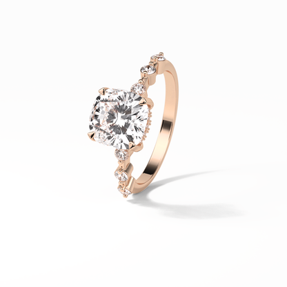 Cushion Hidden Halo & Dainty Pave Lab Grown Diamond Engagement Ring