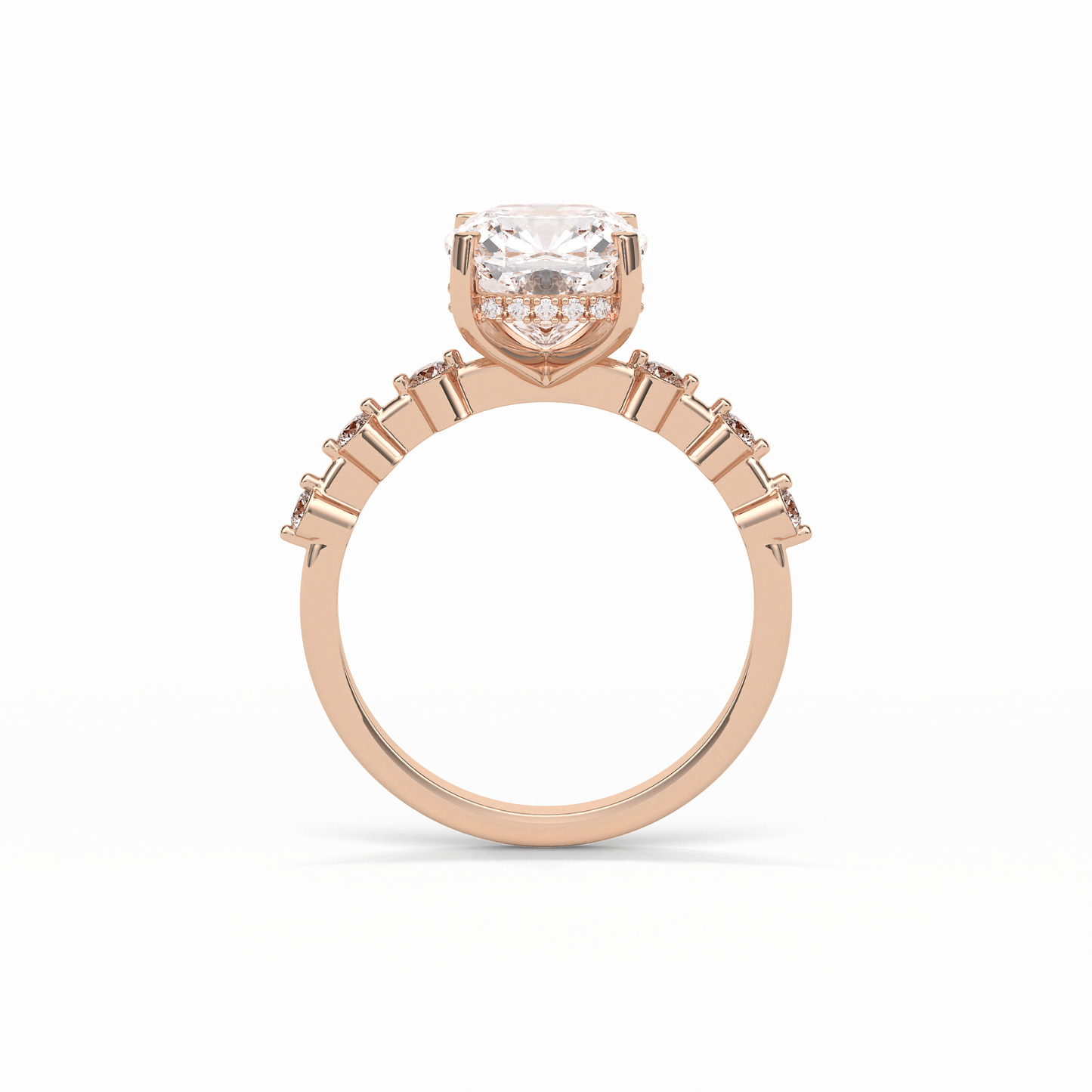 Cushion Hidden Halo & Dainty Pave Lab Grown Diamond Engagement Ring