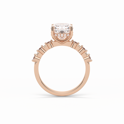 Cushion Hidden Halo & Dainty Pave Lab Grown Diamond Engagement Ring