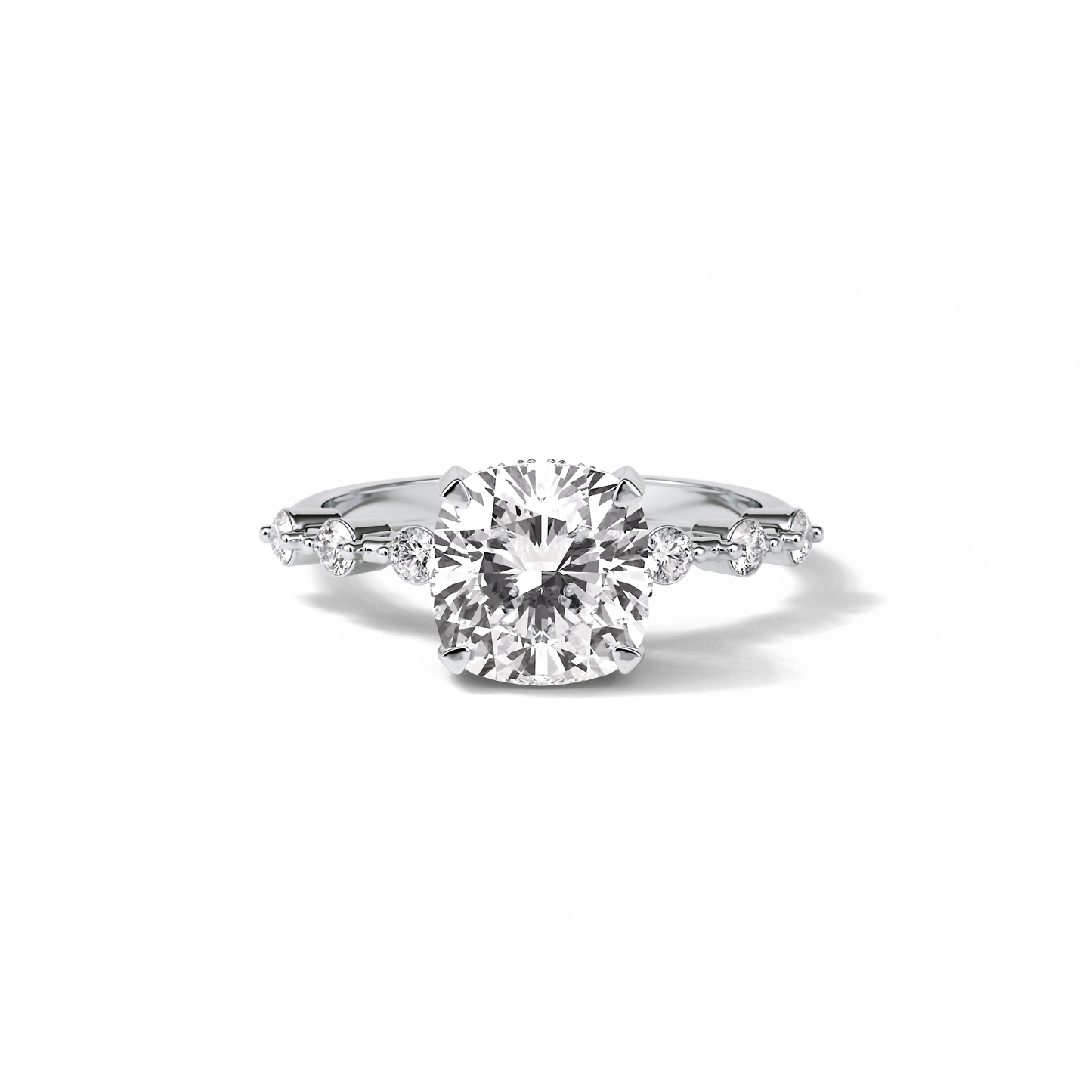 Cushion Hidden Halo & Dainty Pave Lab Grown Diamond Engagement Ring
