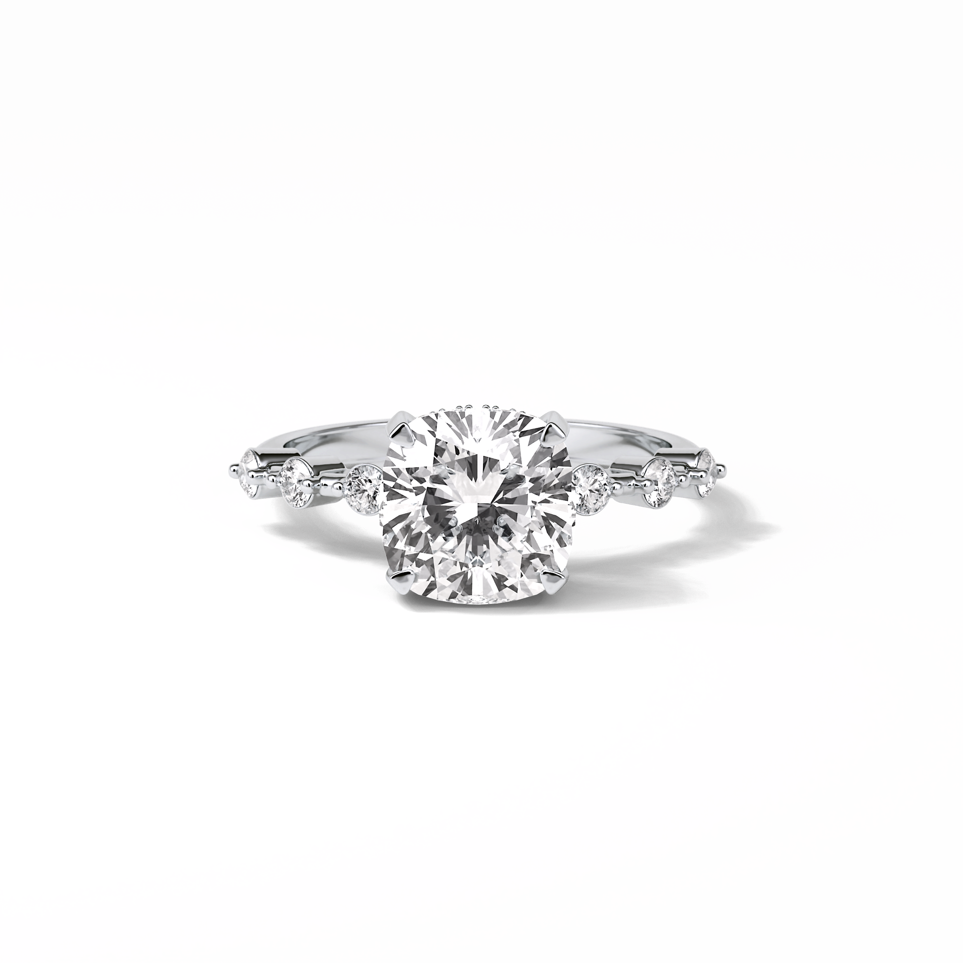 Cushion Hidden Halo & Dainty Pave Lab Grown Diamond Engagement Ring