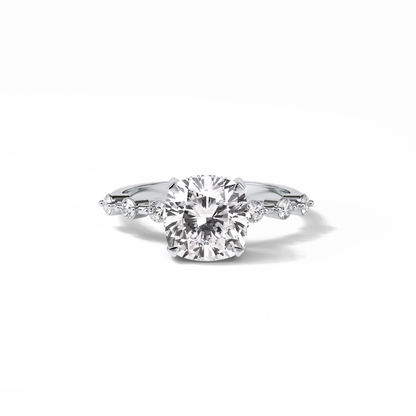 Cushion Hidden Halo & Dainty Pave Lab Grown Diamond Engagement Ring