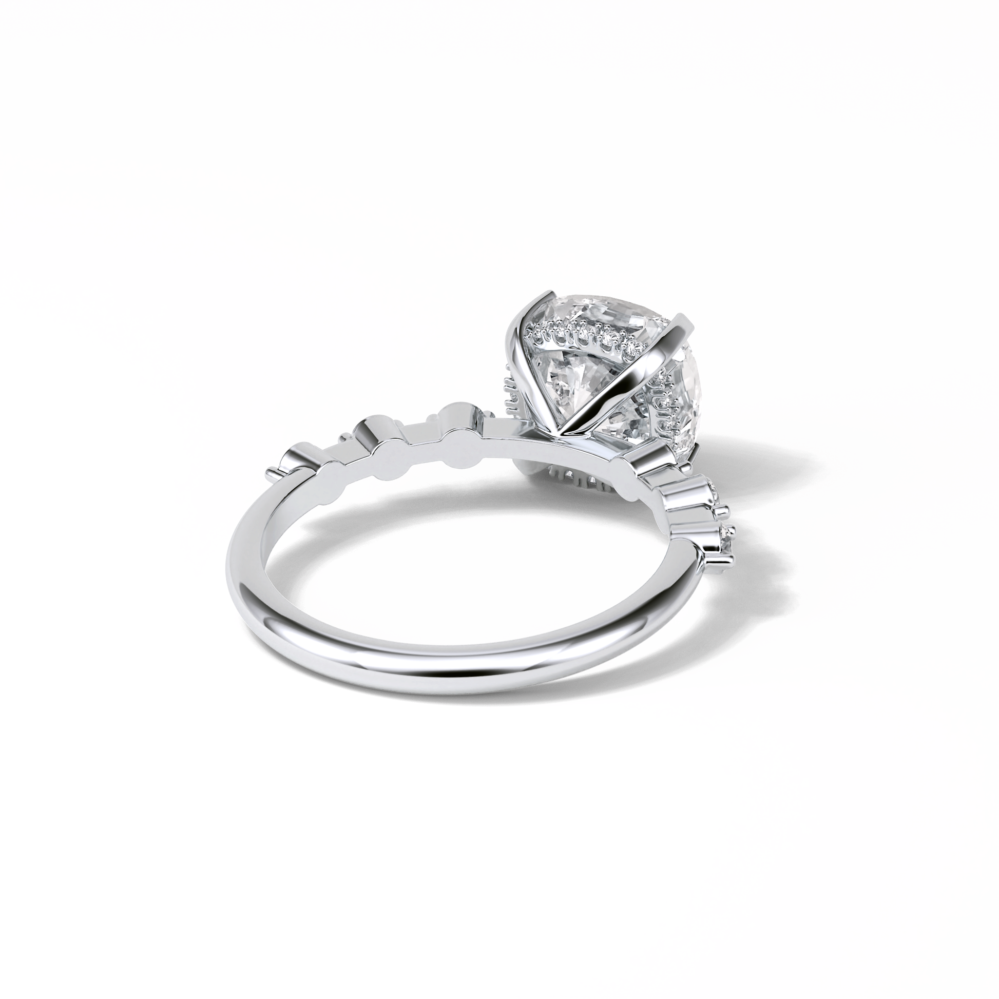 Cushion Hidden Halo & Dainty Pave Lab Grown Diamond Engagement Ring