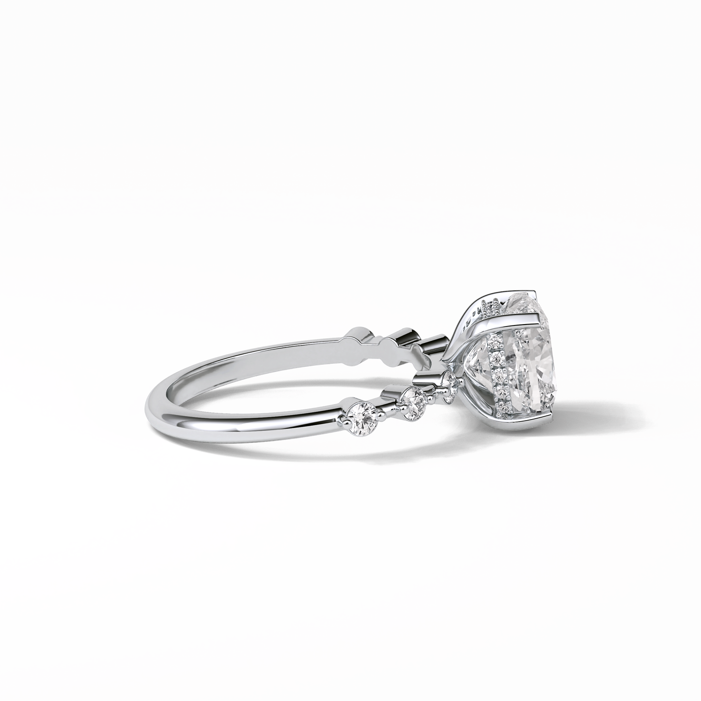 Cushion Hidden Halo & Dainty Pave Lab Grown Diamond Engagement Ring