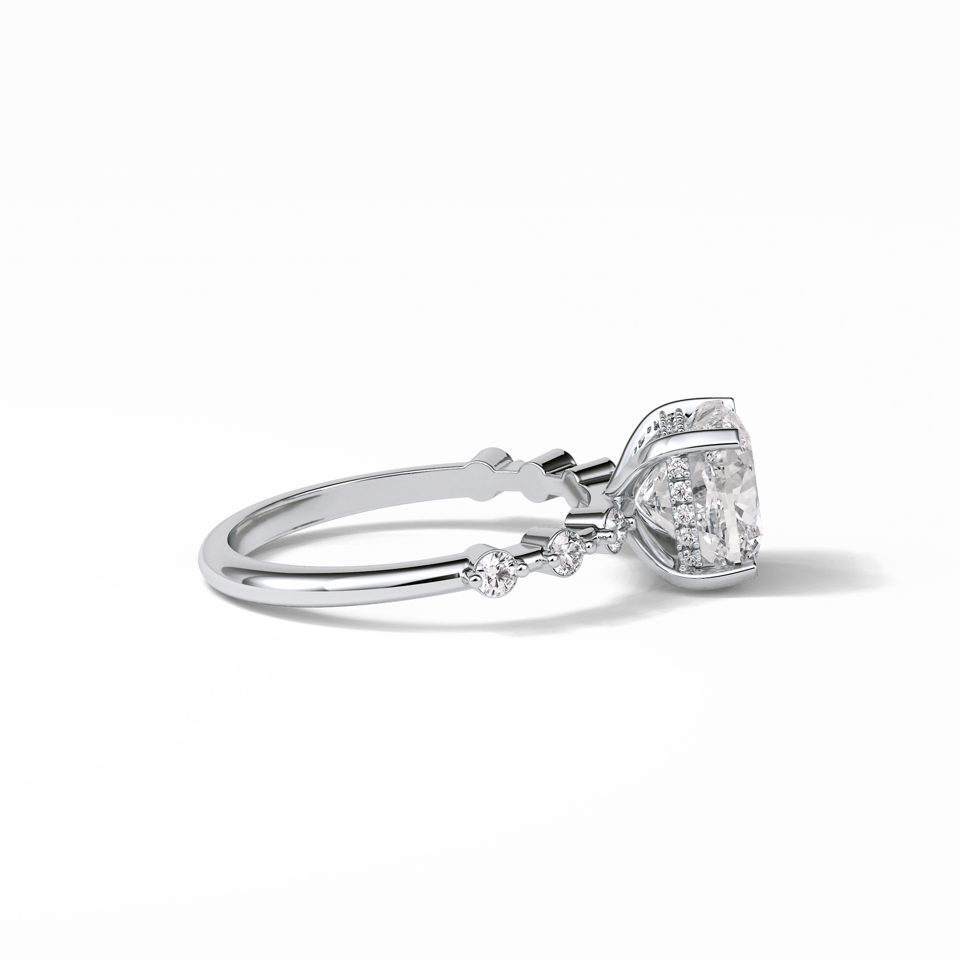 Cushion Hidden Halo & Dainty Pave Lab Grown Diamond Engagement Ring