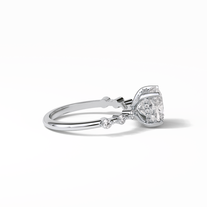 Cushion Hidden Halo & Dainty Pave Lab Grown Diamond Engagement Ring