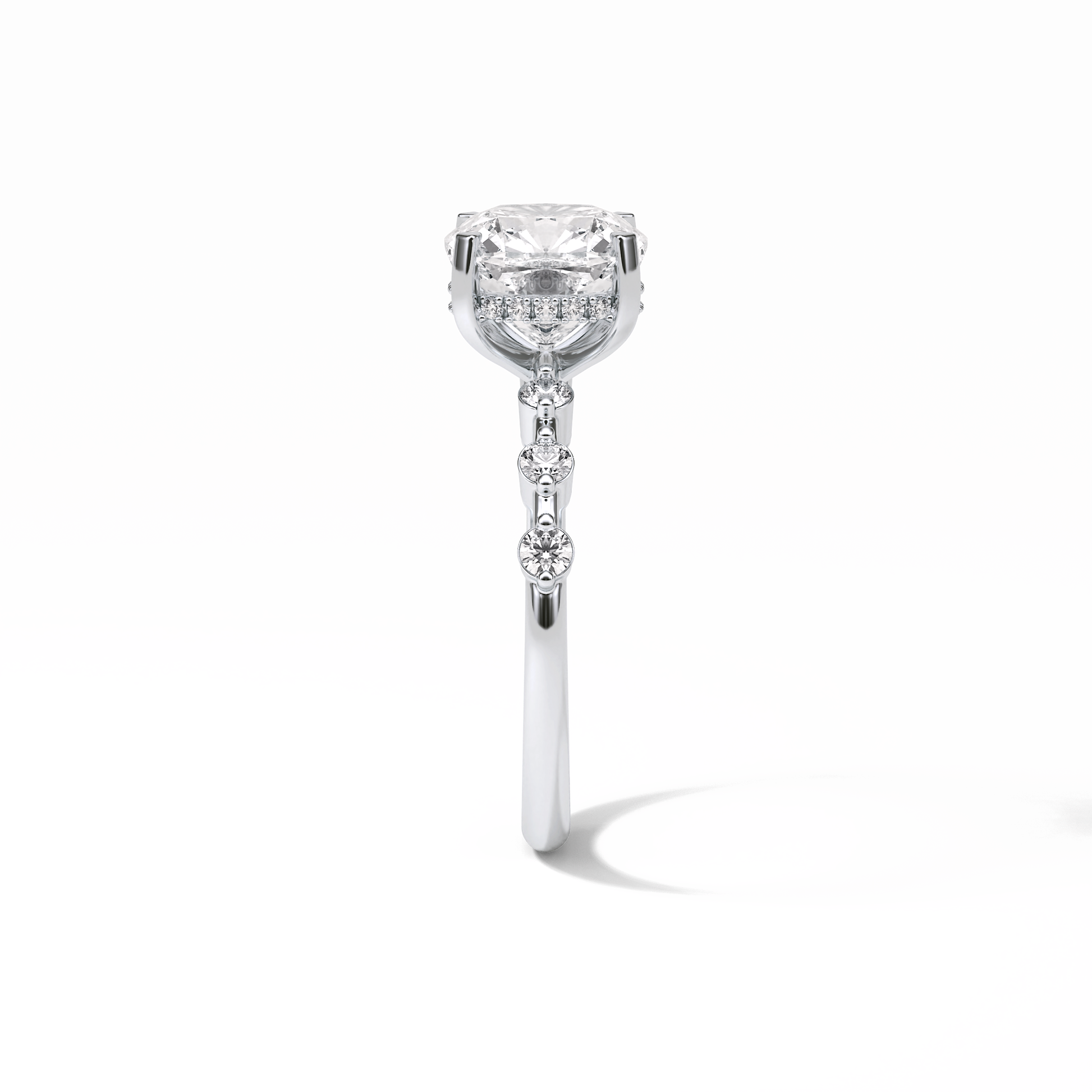Cushion Hidden Halo & Dainty Pave Lab Grown Diamond Engagement Ring