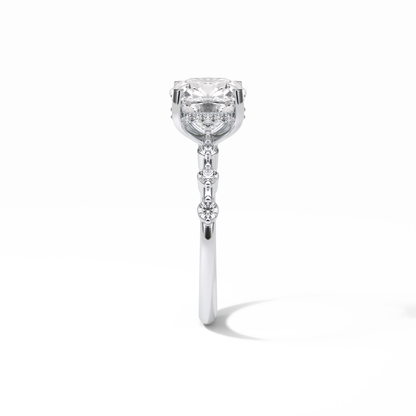 Cushion Hidden Halo & Dainty Pave Lab Grown Diamond Engagement Ring