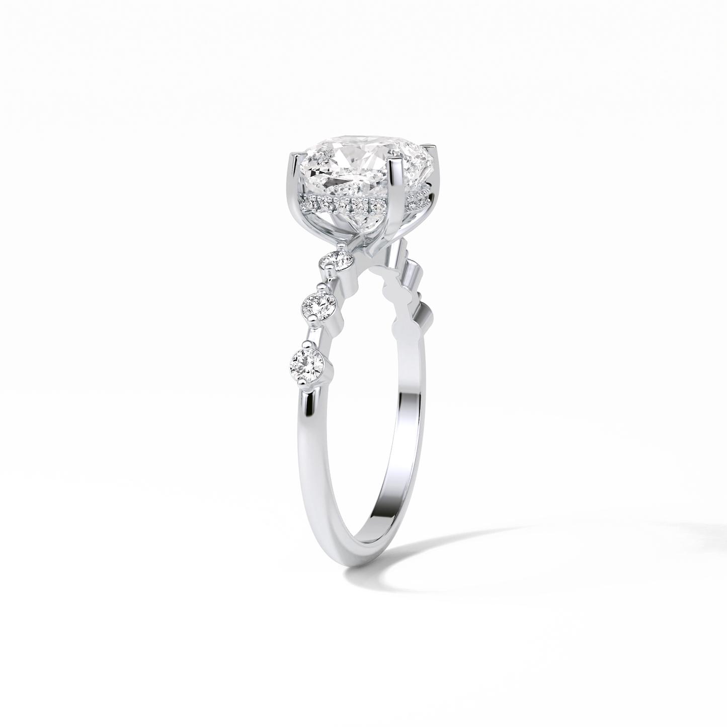Cushion Hidden Halo & Dainty Pave Lab Grown Diamond Engagement Ring