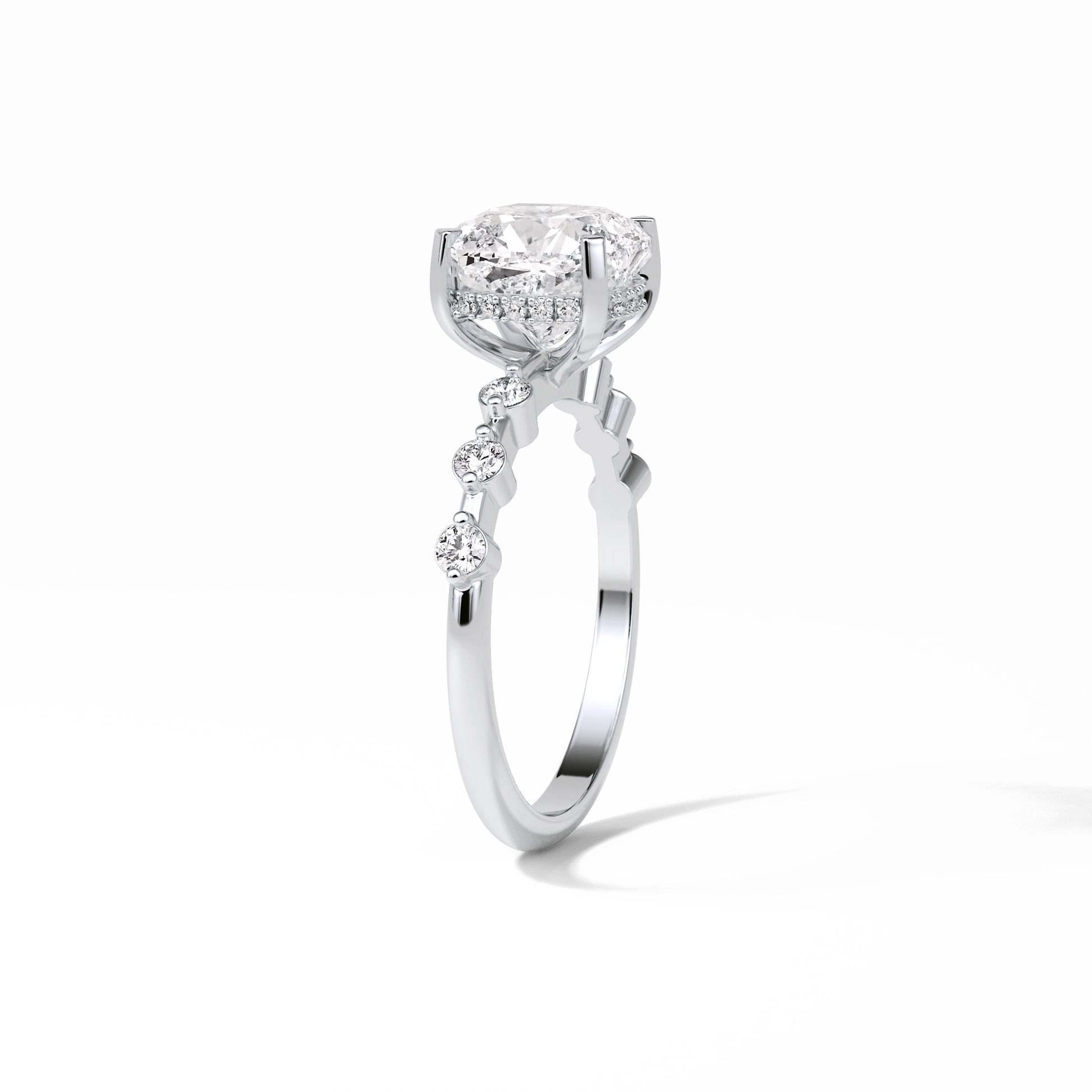 Cushion Hidden Halo & Dainty Pave Lab Grown Diamond Engagement Ring