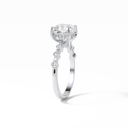 Cushion Hidden Halo & Dainty Pave Lab Grown Diamond Engagement Ring