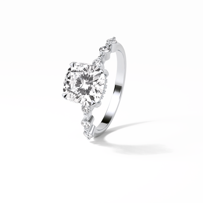 Cushion Hidden Halo & Dainty Pave Lab Grown Diamond Engagement Ring