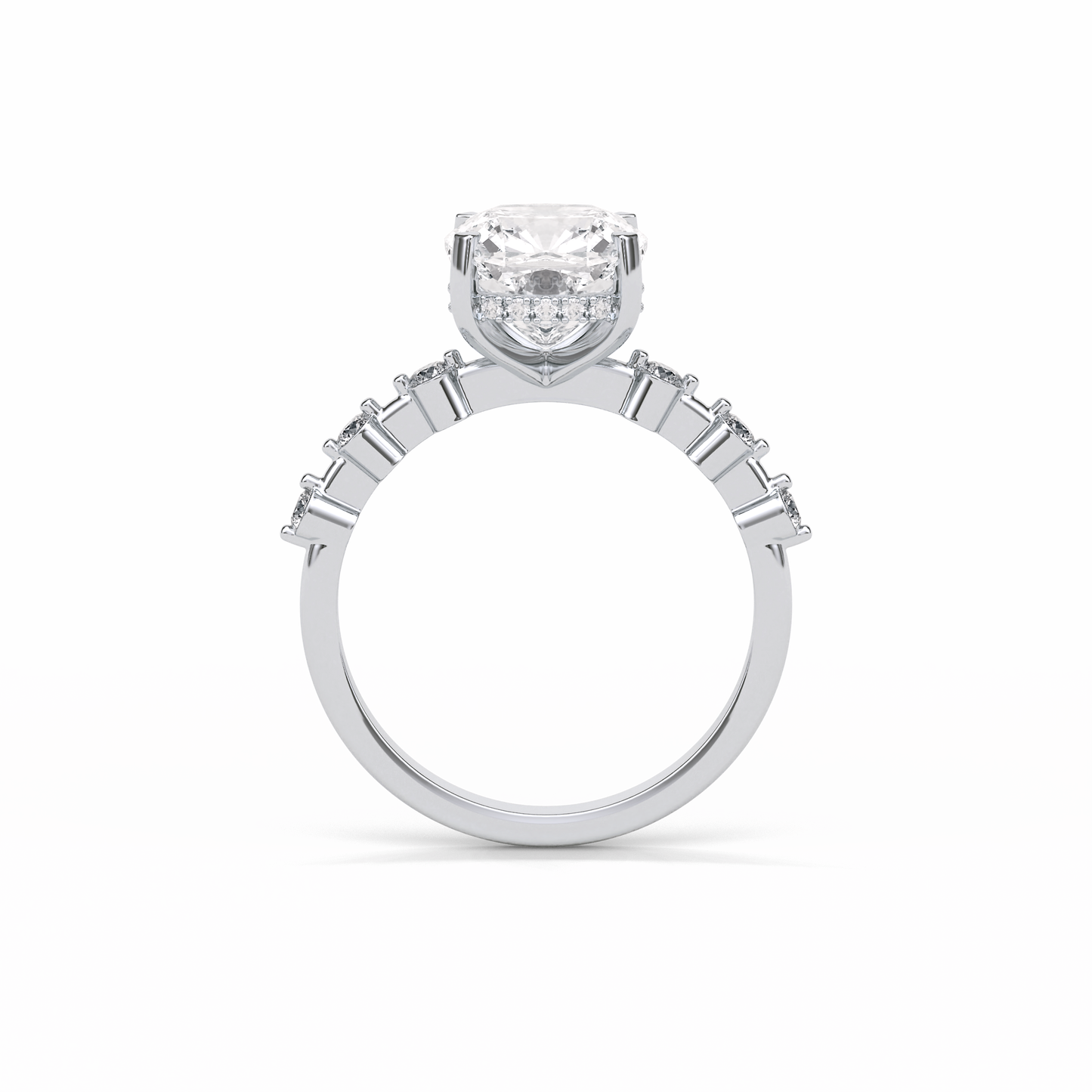 Cushion Hidden Halo & Dainty Pave Lab Grown Diamond Engagement Ring