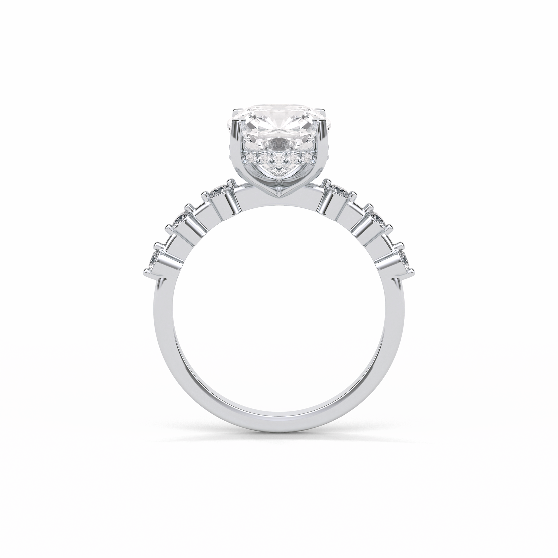 Cushion Hidden Halo & Dainty Pave Lab Grown Diamond Engagement Ring
