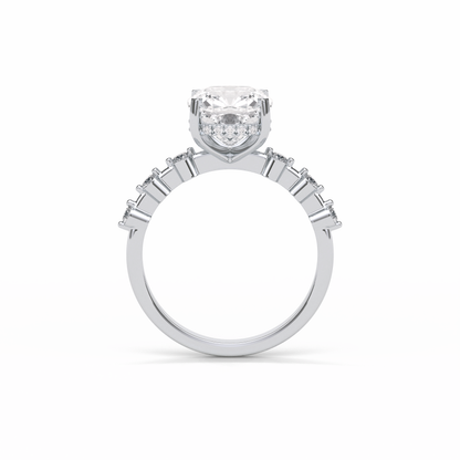 Cushion Hidden Halo & Dainty Pave Lab Grown Diamond Engagement Ring