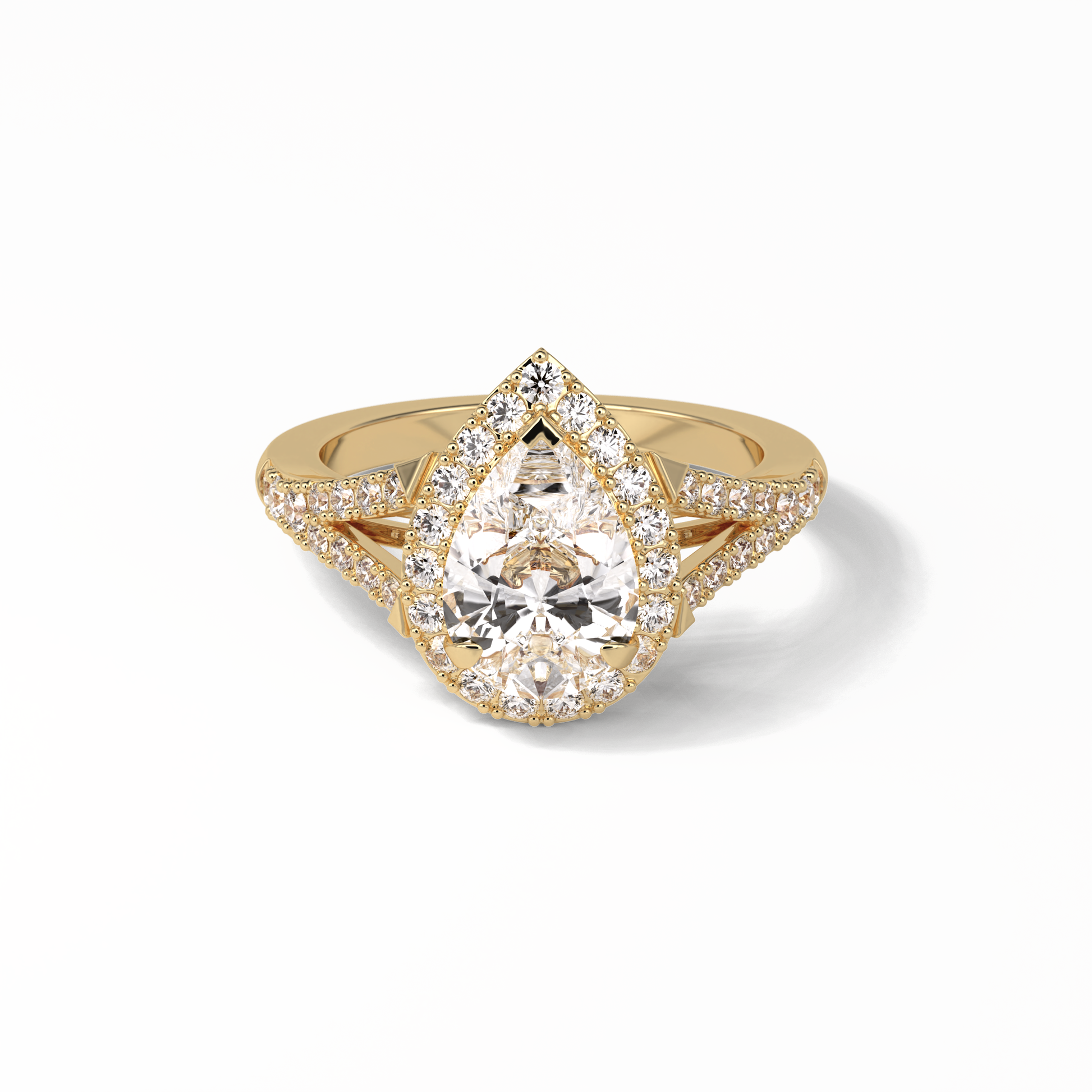 Oval Halo & Split Shank Lab Grown Diamond Engagement Ring
