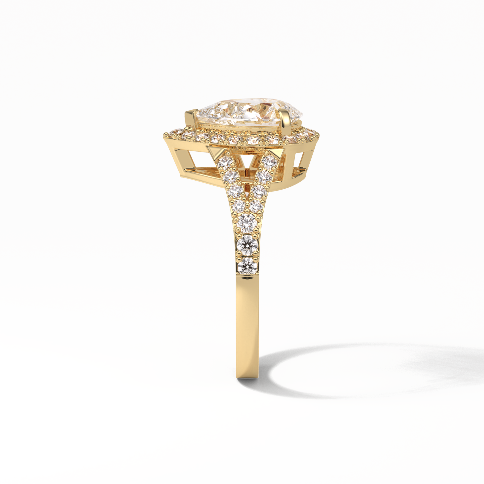 Oval Halo & Split Shank Lab Grown Diamond Engagement Ring