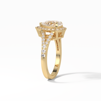 Oval Halo & Split Shank Lab Grown Diamond Engagement Ring