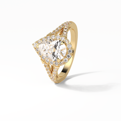 Oval Halo & Split Shank Lab Grown Diamond Engagement Ring