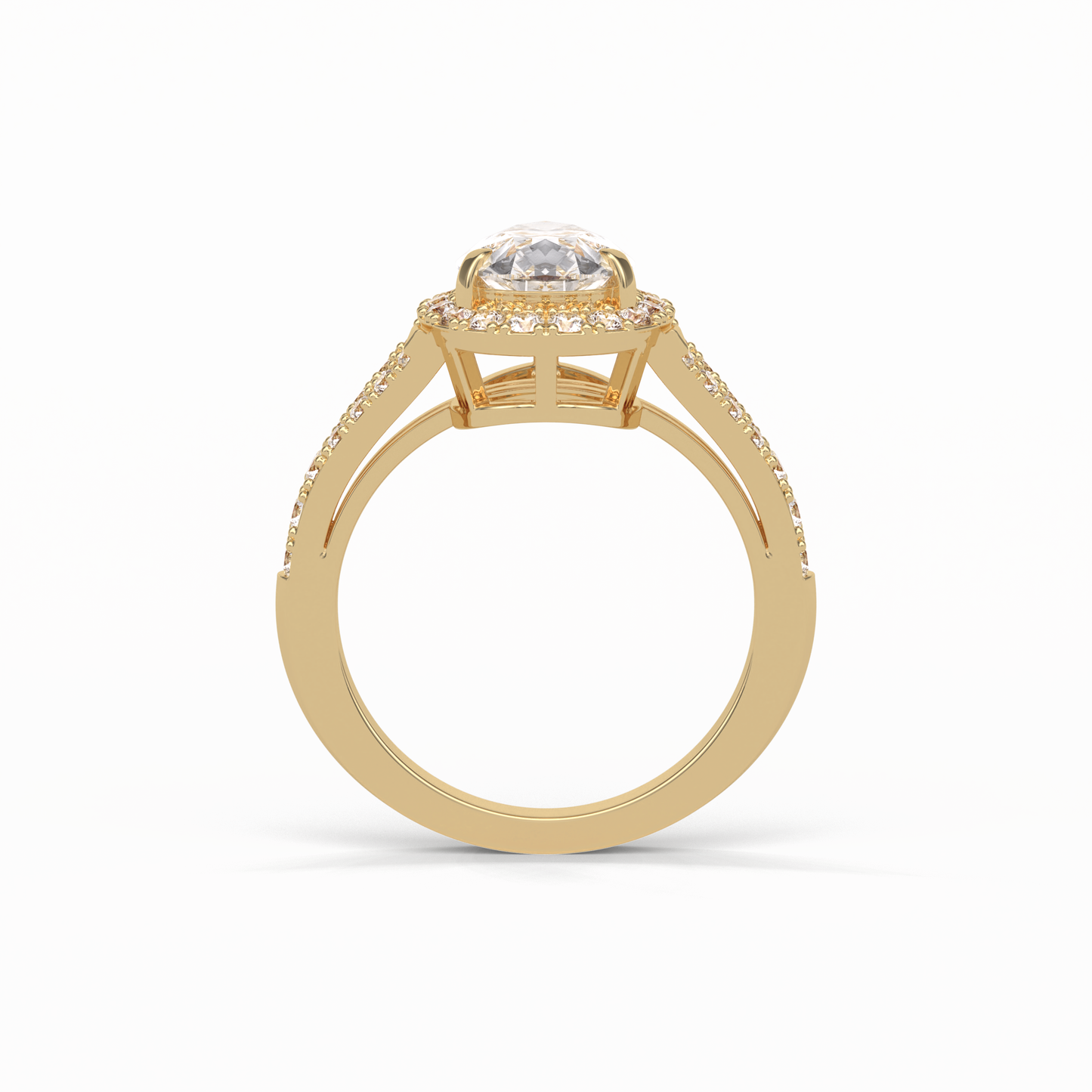 Oval Halo & Split Shank Lab Grown Diamond Engagement Ring